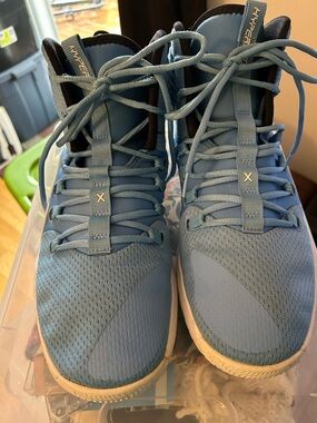 Nike Light Blue and Black High-Top Sneakers with White Sole